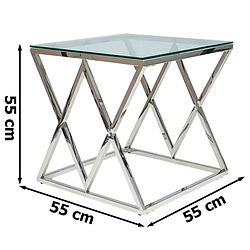 Журнальний квадратний стіл Signal Zegna B 55х55х55 см з загартованого прозорого скла з ніжками хром