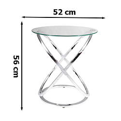 Журнальний скляний столик Signal EOS C 52х56см круглої форми з хромованою ніжкою для спальні модерн