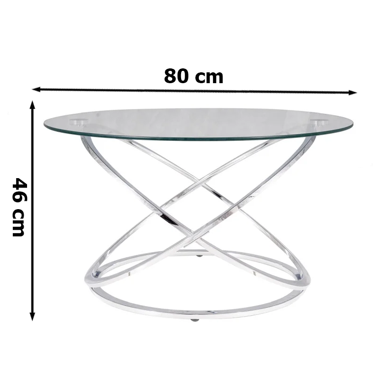 Круглий прозорий журнальний столик Signal EOS B 80х46 см з скла на хром каркасі для вітальні модерн