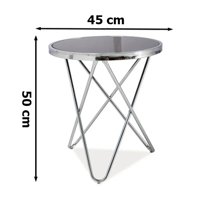 Невеликий журнальний круглий стіл Signal Fabia C 45х50см на хром ніжках з чорною столешней для спальні модерн