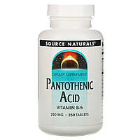Пантотеновая кислота, Pantothenic Acid, Source Naturals, Витамин В-5, 250 мг, 250 таблеток