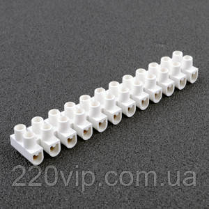 Клемна колодка 3 А 4 мм2, затискачі контактні гвинтові, для з'єднання кабелю, біла, електрична, фото 1