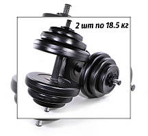 Гантелі композитні 2 х 18 5 кг для дома фітнесу та для професійних тренувань, Гантелі розбірні (N/S)