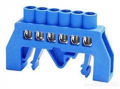 Шина нульова 6 отворів (6x9) у ізоляторі, сполучна, розподільна, електрична для автоматів