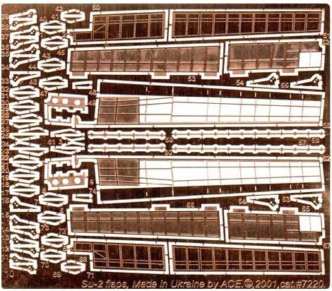 Фототравлення (закрилки) для збірної моделі літака Су-2 (ICM) в масштабі 1/72. ACE PE7220