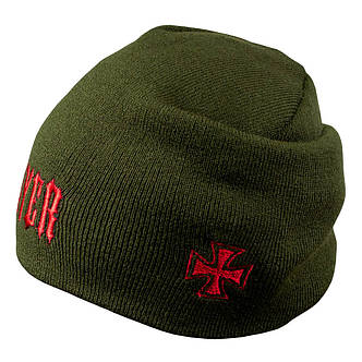 Шапка біні з вишивкою SLAYER оливкова, фото 3