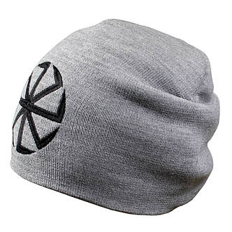 Шапка біні з вишивкою КОЛОВОРОТ сіра, фото 3