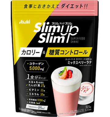 Asahi Slim Up Lactobacillus + Super Food Shake коктейль для схуднення Змішаний ягідний лате 315 г. До 04/2026