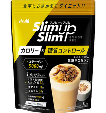 Asahi Slim Up Коктейль для схуднення з лактобактеріями + коричневий цукор, лате з Кіна, 315 г