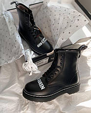 Зимові жіночі черевики Dr. Martens 1460 Sex Pistols Black Rolled Smooth (с мехом) 25927001, фото 3
