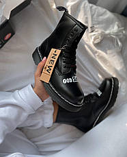 Зимові жіночі черевики Dr. Martens 1460 Sex Pistols Black Rolled Smooth (с мехом) 25927001, фото 4