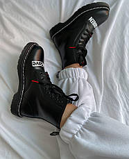 Зимові жіночі черевики Dr. Martens 1460 Sex Pistols Black Rolled Smooth (с мехом) 25927001, фото 6
