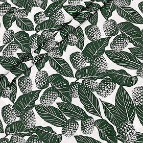 Польська бавовняна тканина "Ананаси темно-зелені на білому"