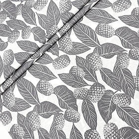 Польська бавовняна тканина "Ананаси сірі на білому"