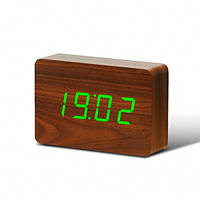 Смарт-будильник с термометром "BRICK" Цвет коричневый, аккумулятор, 15х10см
