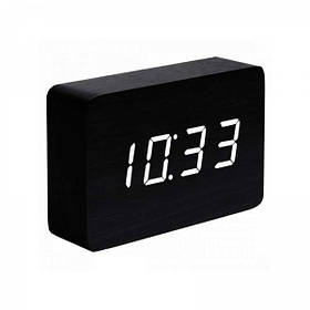 Смарт-будильник із термометром "BRICK" дерево-чорний, акумулятор, 15х10 см, Gingko