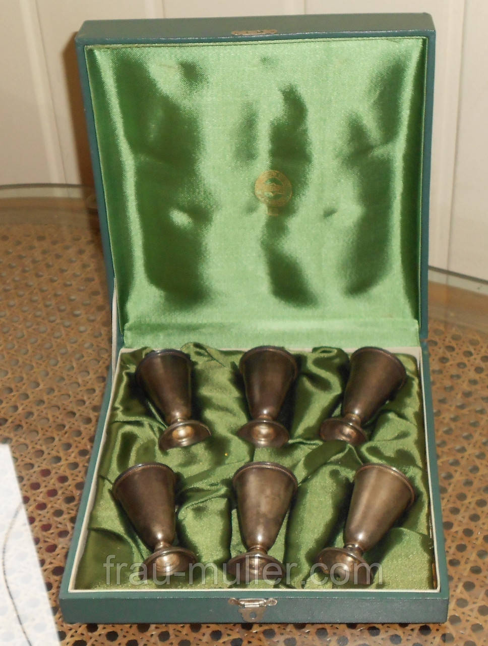 Набір срібних позолочених чарок в подарунковій упаковці СРСР, фото 1