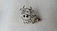 Жіноча брошка корова срібло
