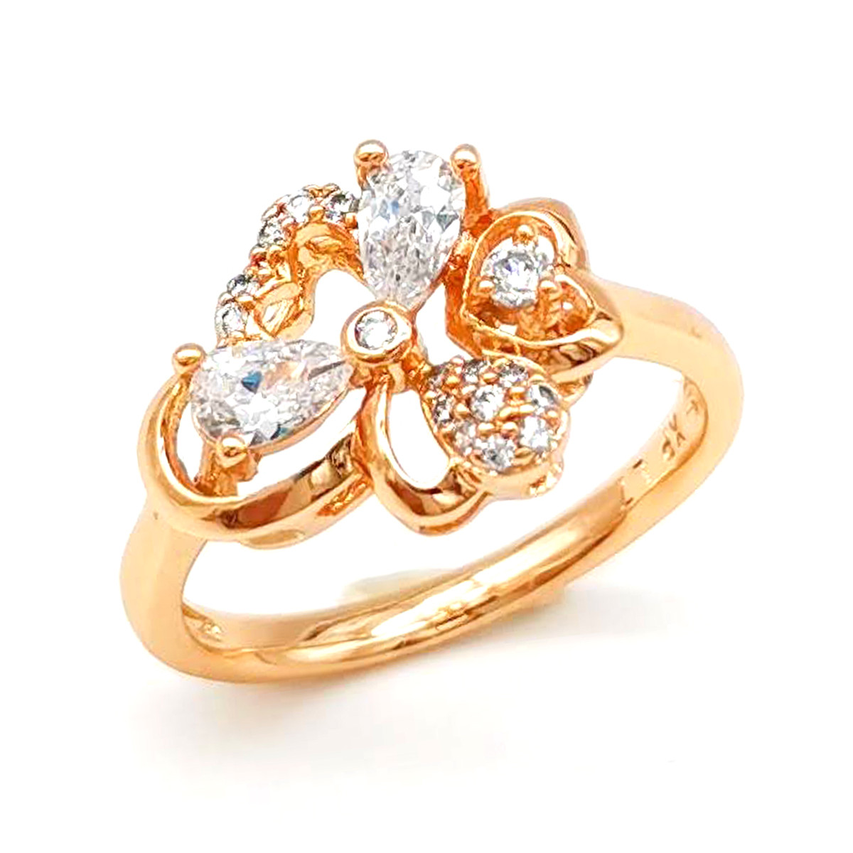 Кільце Xuping з медичного золота, білі фіаніти, позолота 18K, 11927