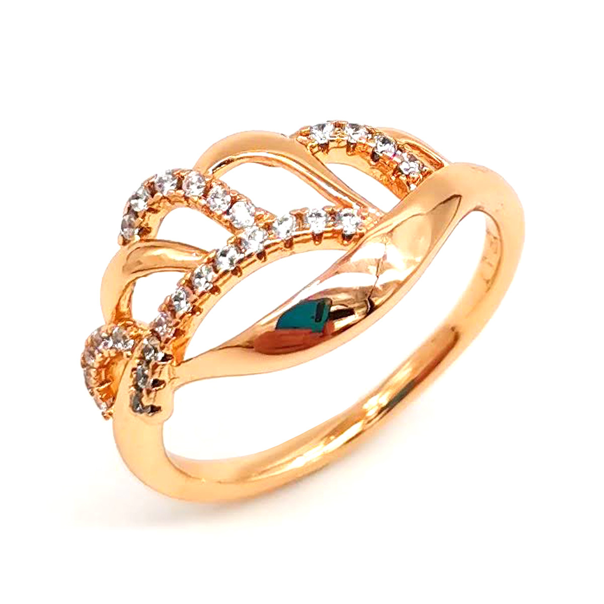 Кільце Xuping з медичного золота, білі фіаніти, позолота 18K, 11925