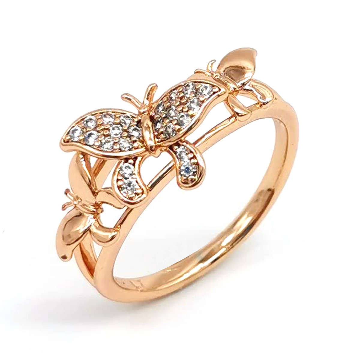 Кільце Xuping з медичного золота, білі фіаніти, позолота 18K, 11913