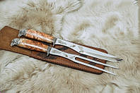 Подарунковий набір аксесуарів для барбекю "У подарунок для сина", з ножем і виделкою у шкіряному чохлі