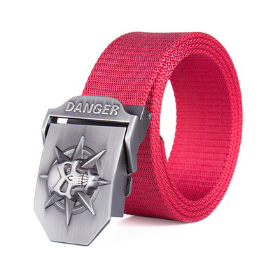Ремінь червоний з черепом DANGER, фото 1