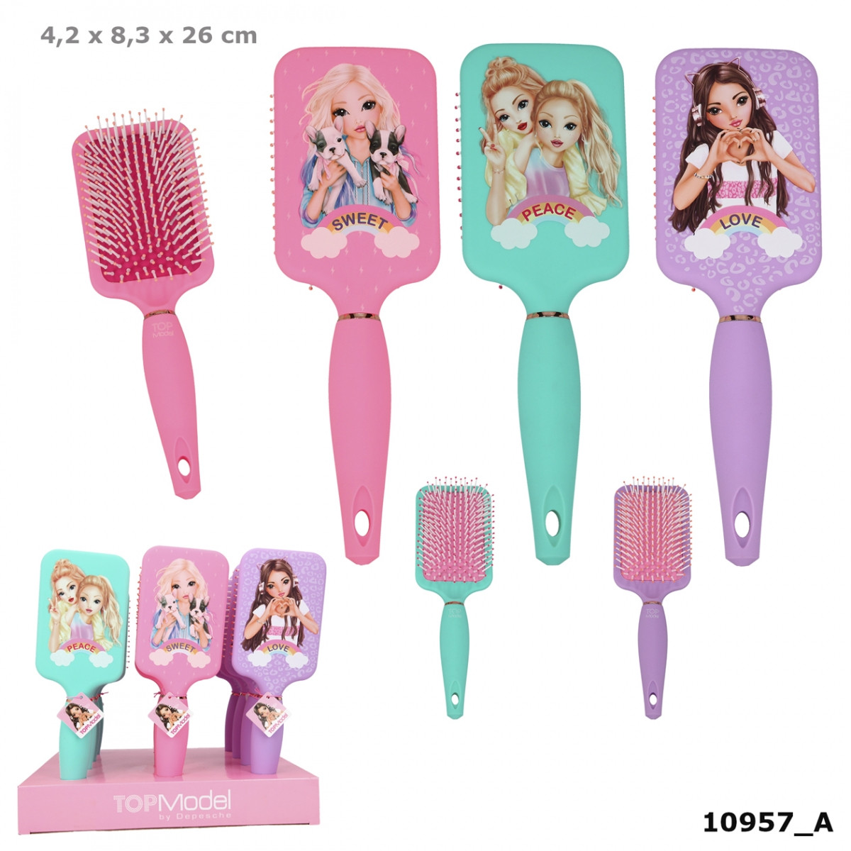 TOP Model щітка для волосся SWEET, LOVE або PEACE від Depesche 10957