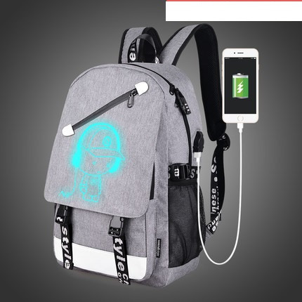 Рюкзак Music сірий з USB-світиться в темряві з кодовим замком Senkey&Style