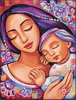 Алмазна вишивка "Мама з дитиною" птиці, любов, небо, романтика, повна викладка, мозаїка 5d, набори 30х40 см