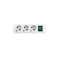 Колодка з/з 3 входи з викл. і USB-зарядкою, для подовжувача, Lezard із заземленням
