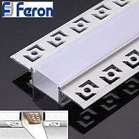 Профіль алюмінієвий вбудований під гіпсокартон, штукатурку Feron CAB254 (2 м) для світлодіодної стрічки