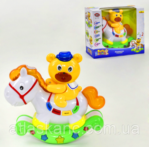 Іграшка Нічник Ведмежа на конячці, світло, звук 7481, фото 1
