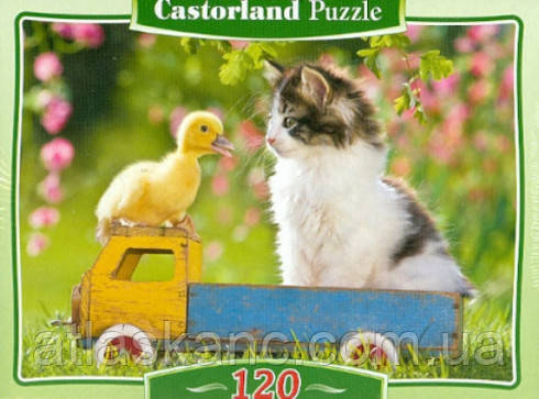 Іграшка Пазл 120 Castorland 32 х 23 см Кіт з Утенком В-12688