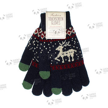 Рукавички iWinter Animal Korean для сенсорних екранів Xiaomi iPhone Huawei Samsung Темно-синій 1889P