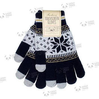 Рукавички iWinter Korean для сенсорних екранів Xiaomi iPhone Huawei Samsung Синій / Білий 1888P