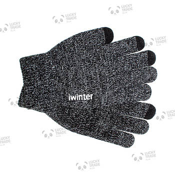 Зимові теплі рукавички iWinter для сенсорних екранів чоловічі жіночі Size М Чорний / Білий 1887P