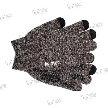 Зимові теплі рукавички iWinter для сенсорних екранів чоловічі жіночі Size М Коричневий / Білий 1887P