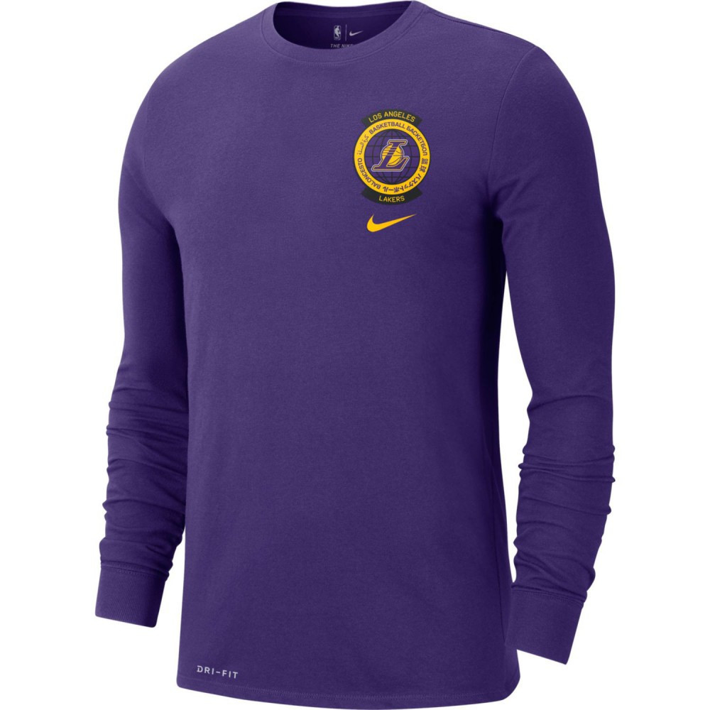 Футболка баскетбольна c довгими рукавами Nike Los Angeles Lakers Crest Logo розмір L, XL (CK8656-547)