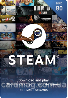 STEAM WALLET 80 HKD ($10 USD) Регіон Україна