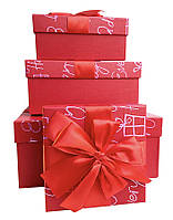 Коробки подарочные красные (9648) набор из 4 шт
