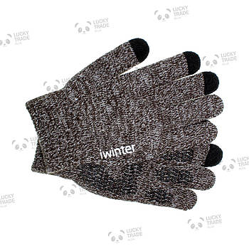 Зимові теплі рукавички iWinter для сенсорних екранів чоловічі жіночі Size S Коричневий / Білий [2438]