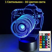 Светильник 3D "Фотоаппарат", Классный подарок на Рождество, Оригинальные и прикольные подарки