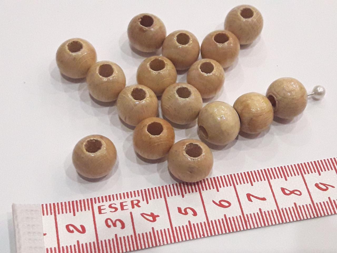 Намистини дерев'яні, коралики 10 мм, отвіт 4 мм. Сріблясті 20 шт/уп.