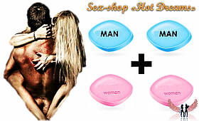 Секс-набір для ДВОХ Жіночий збудник(2 шт)+чоловічий збудник (2 шт) у таблетках