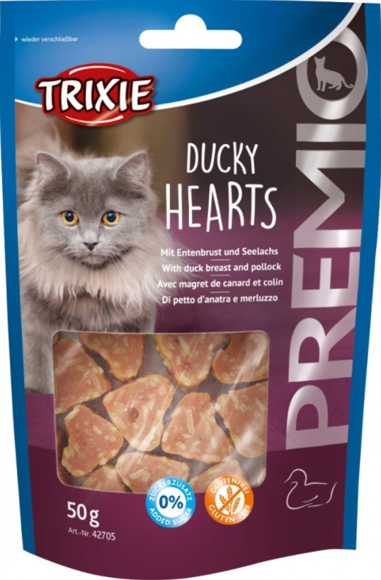 Trixie TX-42705 PREMIO Ducky Hearts 50 г — ласощі з качиною грудкою й мигтаєм