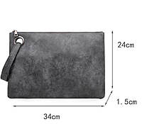 Сумка клатч-тоут серая большая на молнии женская искусственная кожа с полиуретановой обработкой.