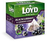 Чай с черной смородиной и бузиной Loyd Blackcurrant and Elderberry flower 20 пирамидок Польша