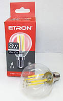 Светодиодная лампа Filament Etron G45 8W E14 3000К, 4200K шар