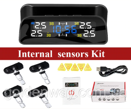 Система контролю тиску в шинах TPMS T3+вбудовувані внутрішні датчики коліс до 3.5 Бар, фото 1